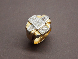 Bague Tank Or Jaune et Diamants