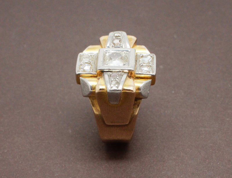Bague Tank Or Jaune et Diamants