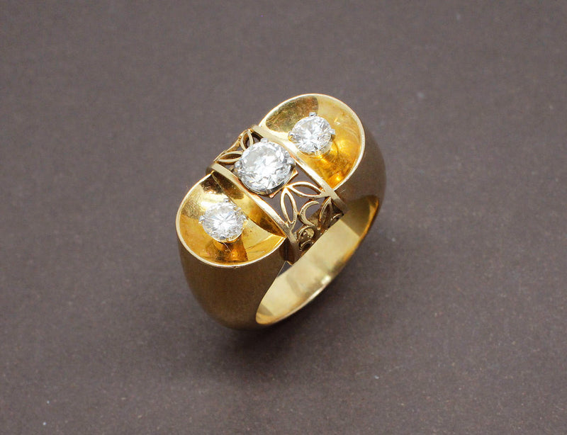 Bague 1950 Or Jaune et Diamants