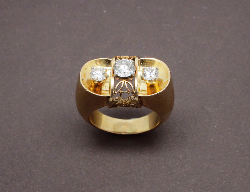 Bague 1950 Or Jaune et Diamants