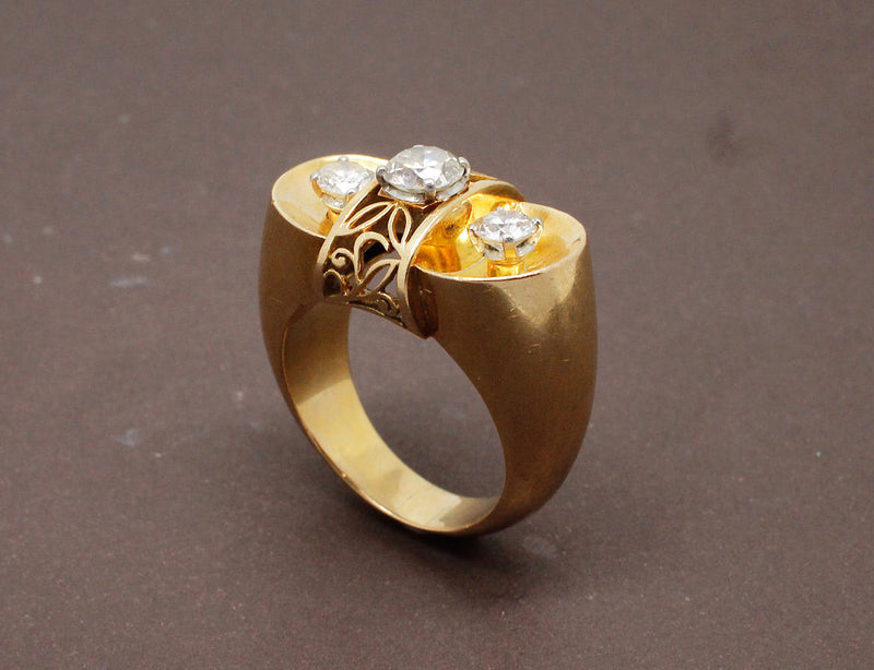 Bague 1950 Or Jaune et Diamants