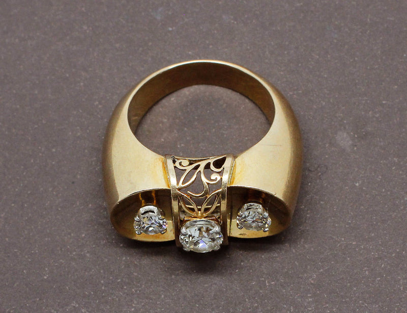 Bague 1950 Or Jaune et Diamants