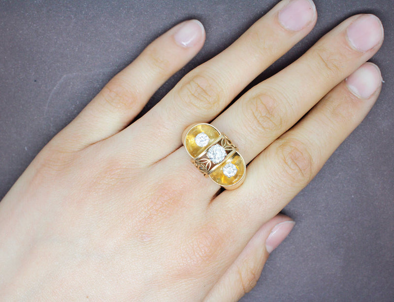 Bague 1950 Or Jaune et Diamants