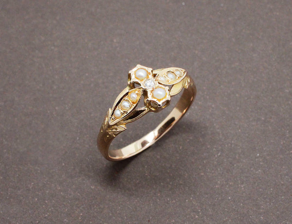 Bague Or Rose Perles et Diamant