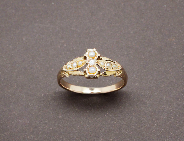 Bague Or Rose Perles et Diamant