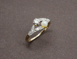 Bague Toi et Moi Perle et Diamants