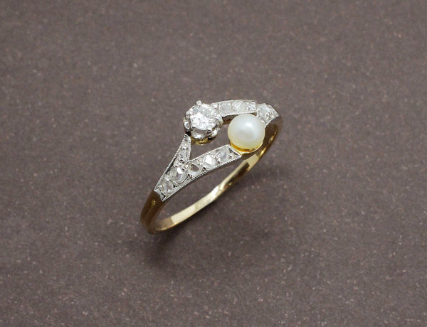 Bague Toi et Moi Perle et Diamants
