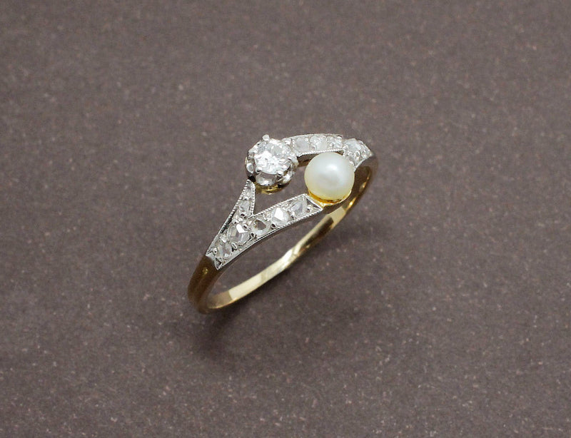 Bague Toi et Moi Perle et Diamants