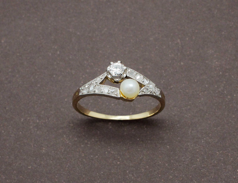 Bague Toi et Moi Perle et Diamants