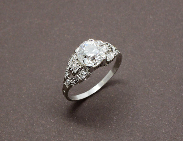 Bague de Fiançailles Art Déco Diamant et Or Blanc