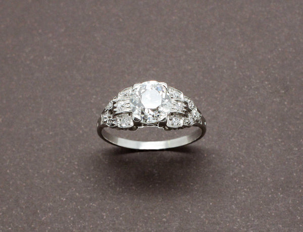 Bague de Fiançailles Art Déco Diamant et Or Blanc