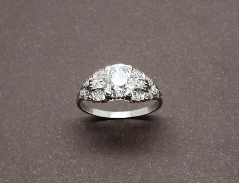 Bague de Fiançailles Art Déco Diamant et Or Blanc