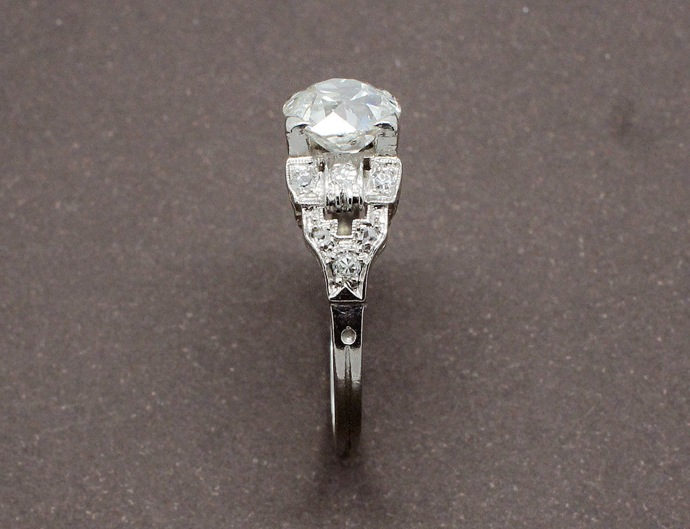 Bague De Fiançailles Art Déco - Simulé Diamant 2,00 Ct - Or Blanc Plaqué - Tailles 4 à 12 US