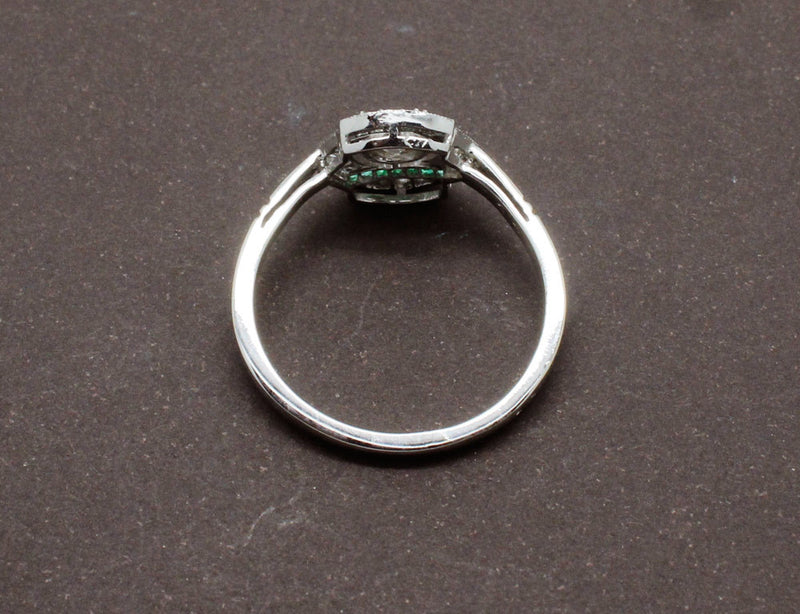 Bague Art Déco Diamants et Emeraudes