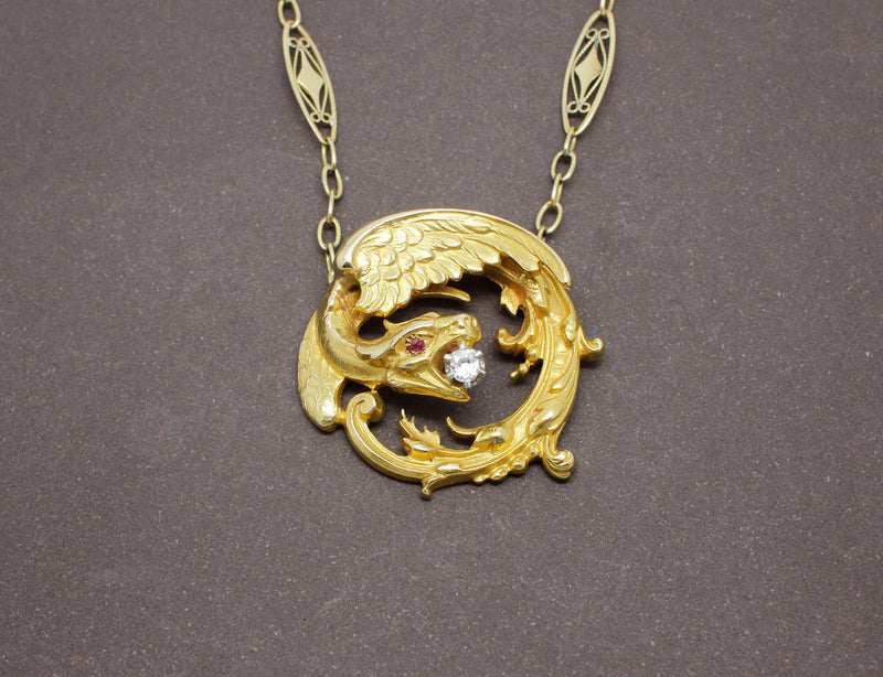 Pendentif Chimère XIXe Or Jaune