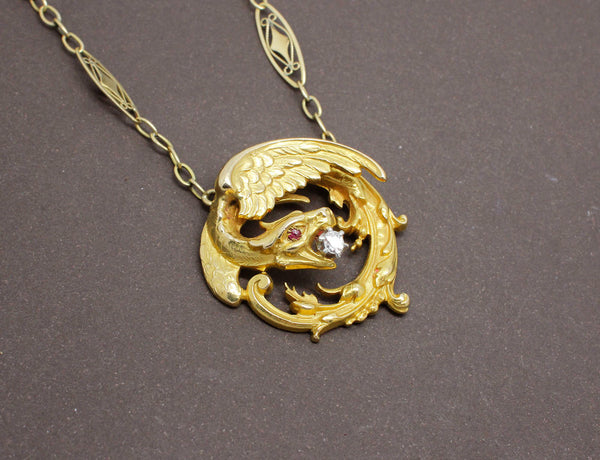 Pendentif Chimère XIXe Or Jaune