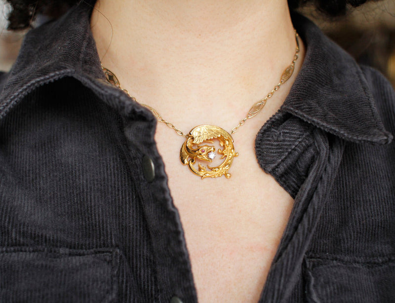 Pendentif Chimère XIXe Or Jaune