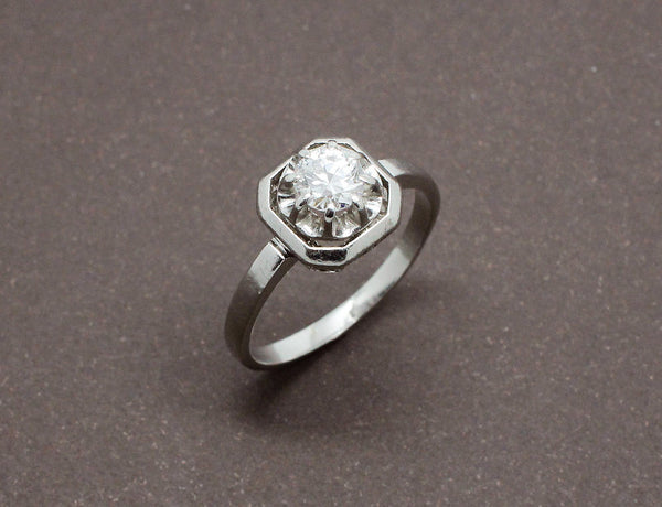Bague Solitaire Diamant Art Déco