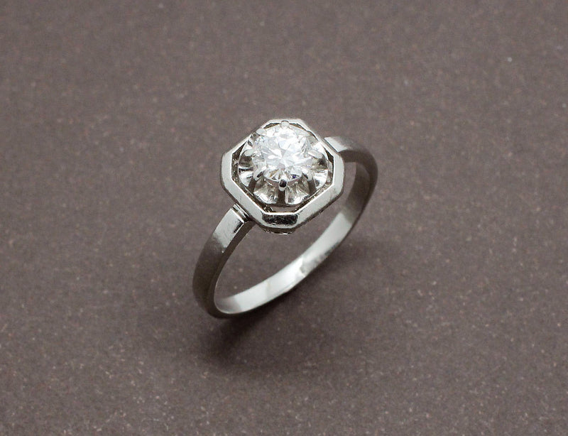 Bague Solitaire Diamant Art Déco