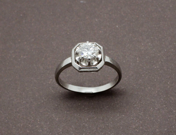 Bague Solitaire Diamant Art Déco