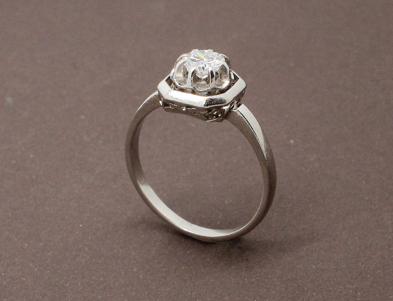 Bague Solitaire Diamant Art Déco