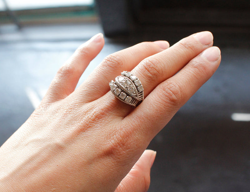 Bague 1950 en Platine et Diamants