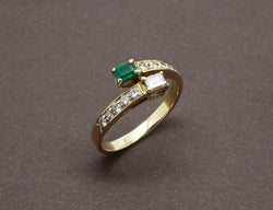 Bague Toi et Moi Émeraude et Diamants