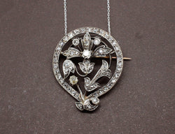 Pendentif et Broche Florale Diamants