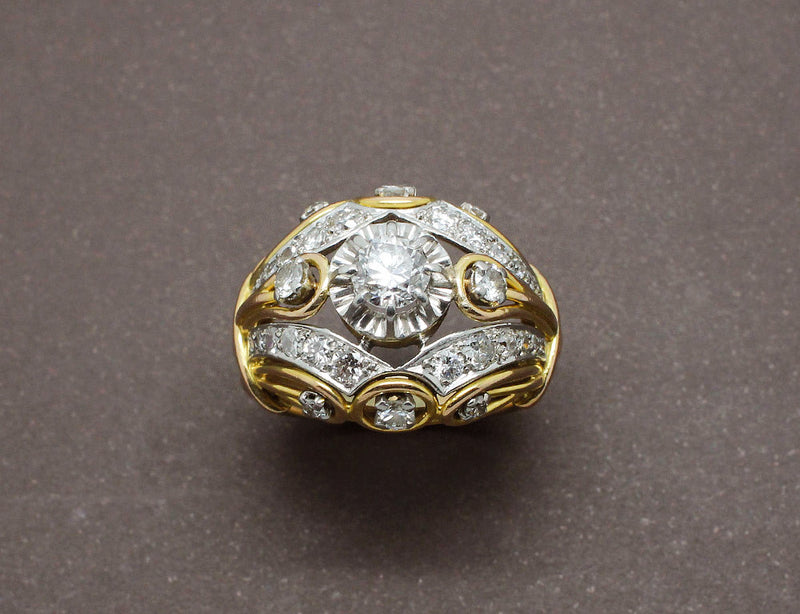 Bague 1950 en Or Platine et Diamants