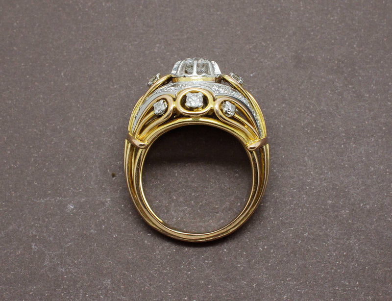 Bague 1950 en Or Platine et Diamants