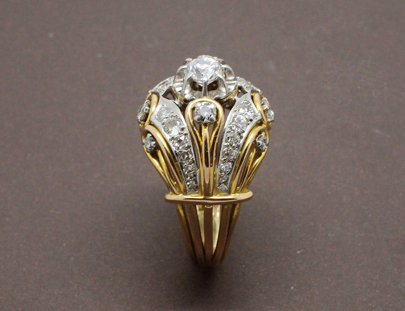 Bague 1950 en Or Platine et Diamants
