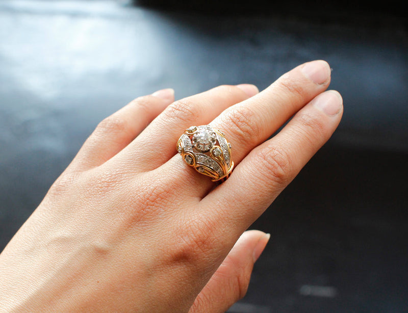Bague 1950 en Or Platine et Diamants