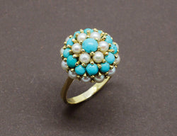 Bague Fleurie Perles et Turquoise