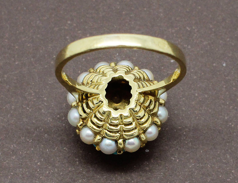 Bague Fleurie Perles et Turquoise