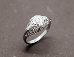 Bague Jonc Dentelle Or Blanc Diamant