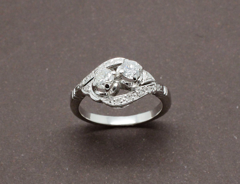 Bague Toi et Moi Or Blanc et Diamants