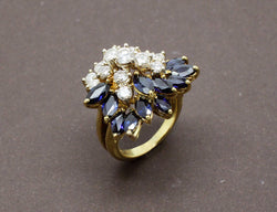 Bague Cocktail Diamants et Saphirs