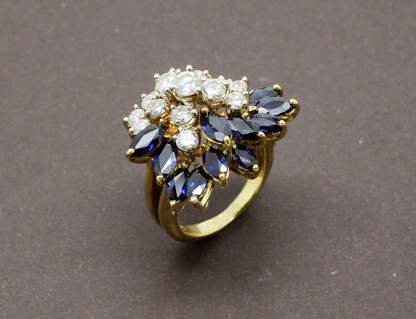 Bague Cocktail Diamants et Saphirs