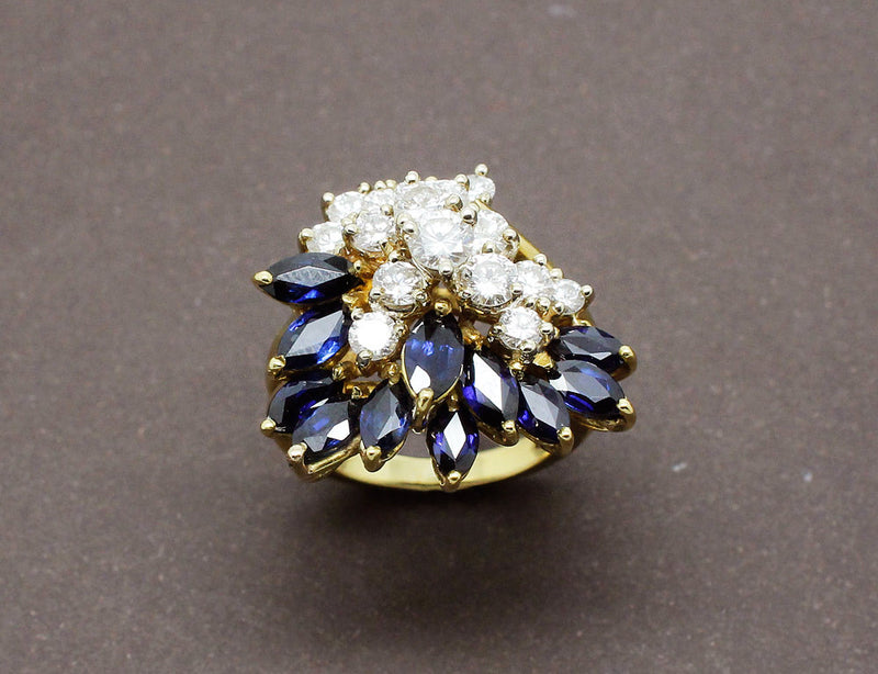 Bague Cocktail Diamants et Saphirs