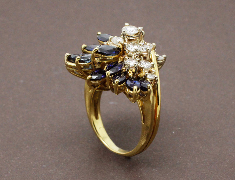 Bague Cocktail Diamants et Saphirs