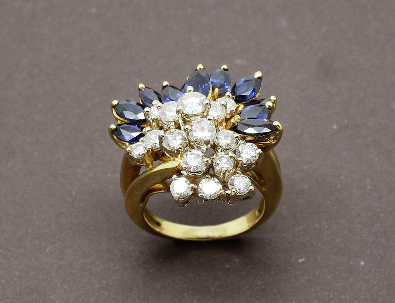 Bague Cocktail Diamants et Saphirs