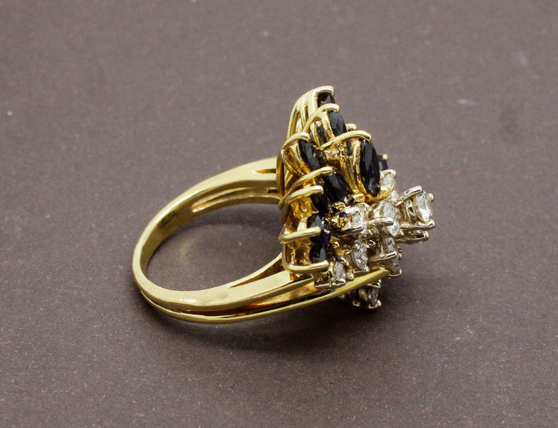 Bague Cocktail Diamants et Saphirs