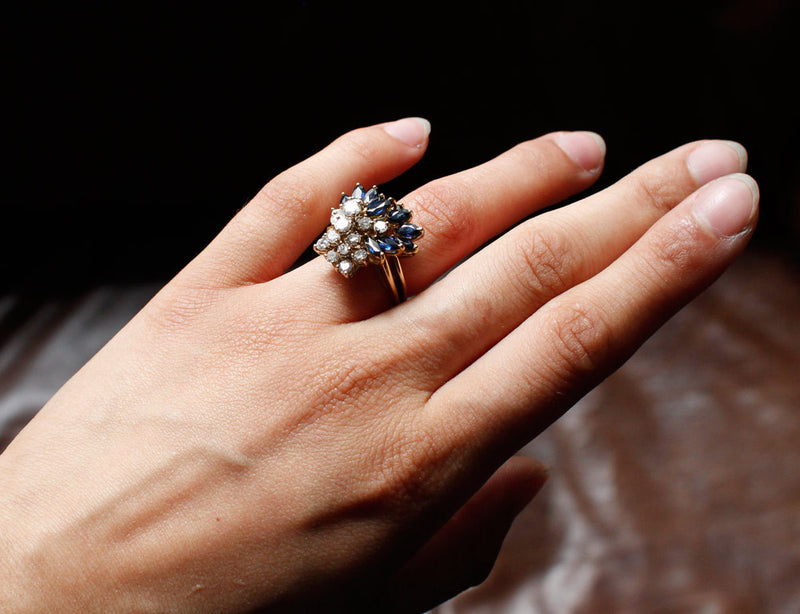 Bague Cocktail Diamants et Saphirs