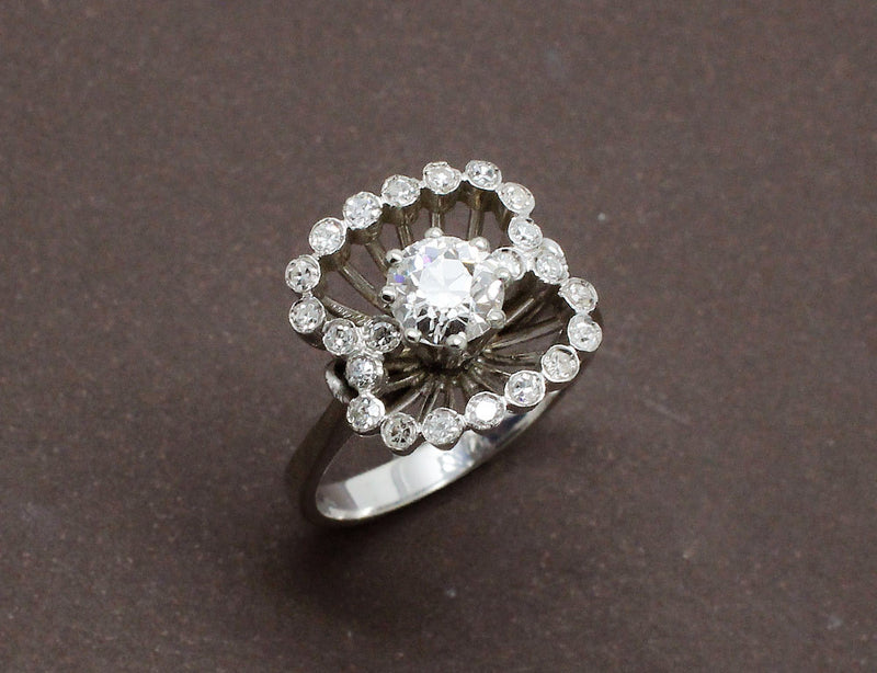 Bague 1950 Or Blanc et Diamants