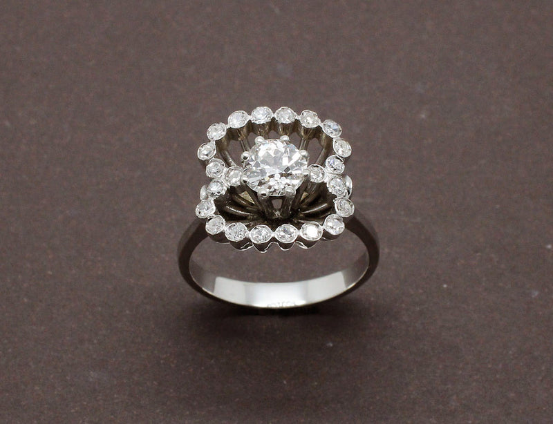 Bague 1950 Or Blanc et Diamants