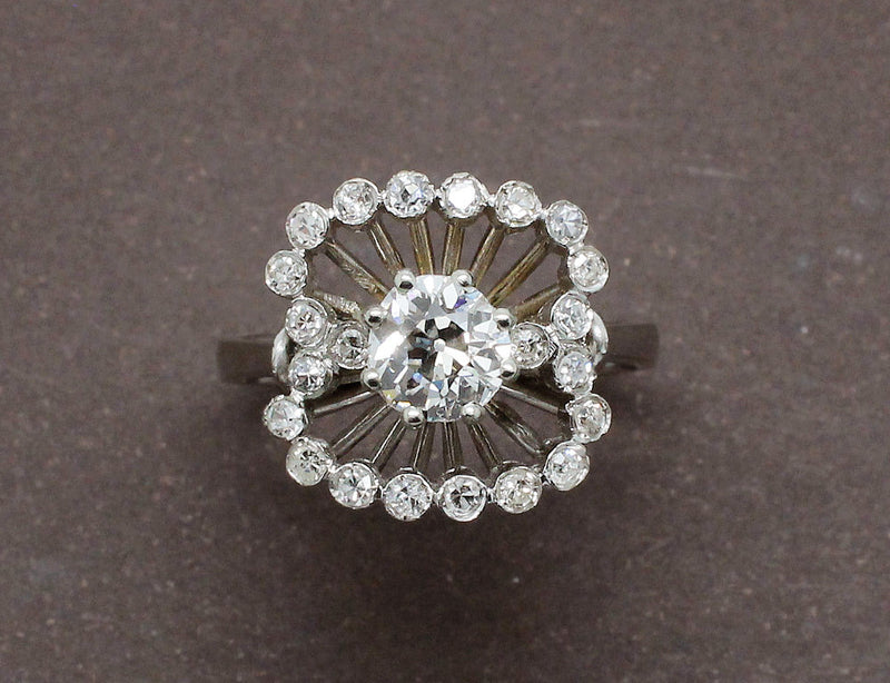 Bague 1950 Or Blanc et Diamants