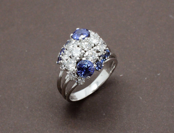 Bague Cocktail Diamants et Saphirs