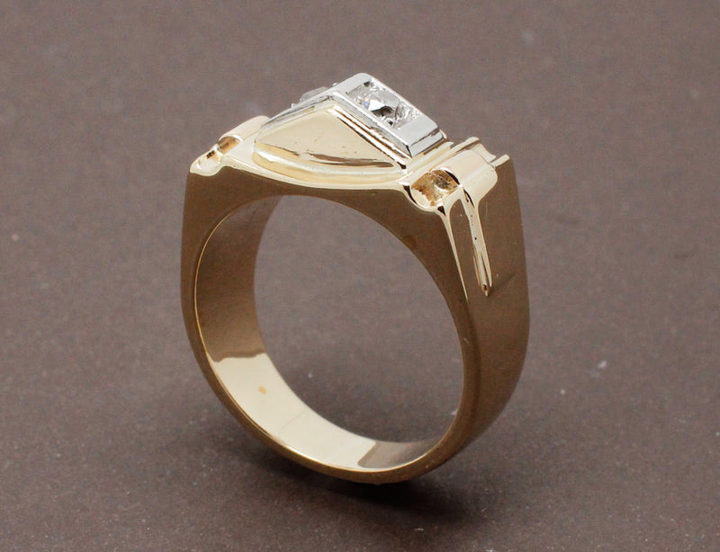 Bague Tank Or Jaune Platine et Diamants