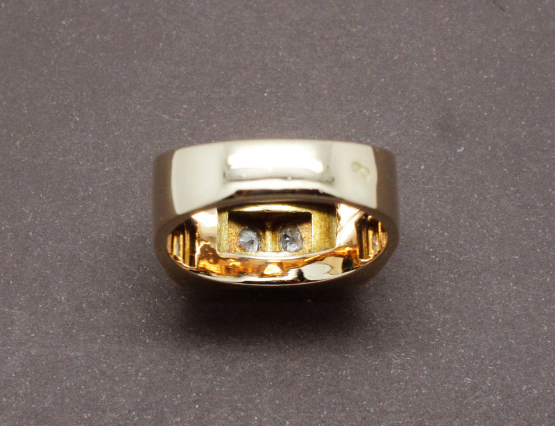 Bague Tank Or Jaune Platine et Diamants