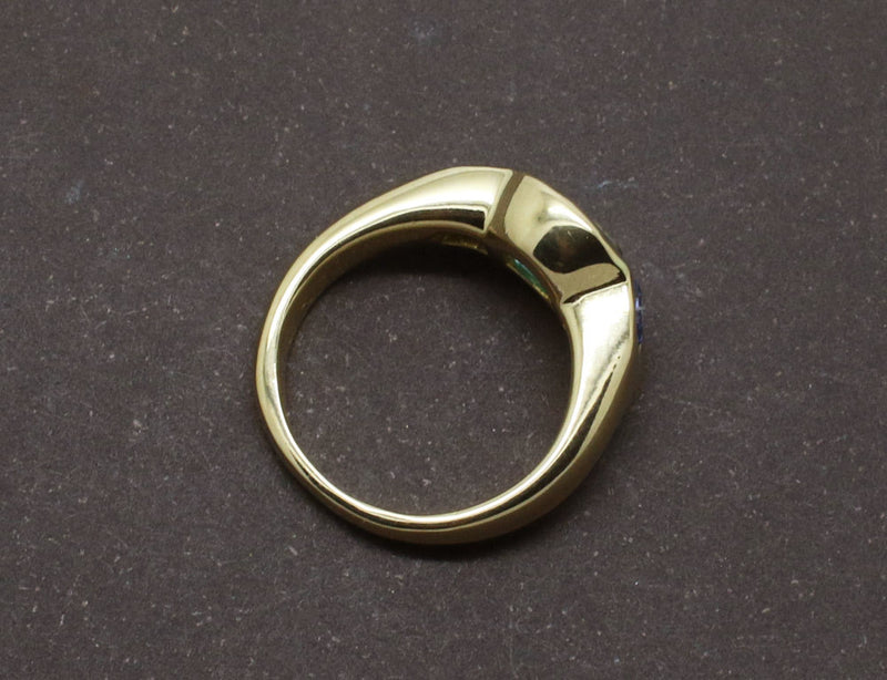 Bague Tourmaline et Saphirs en Or Jaune